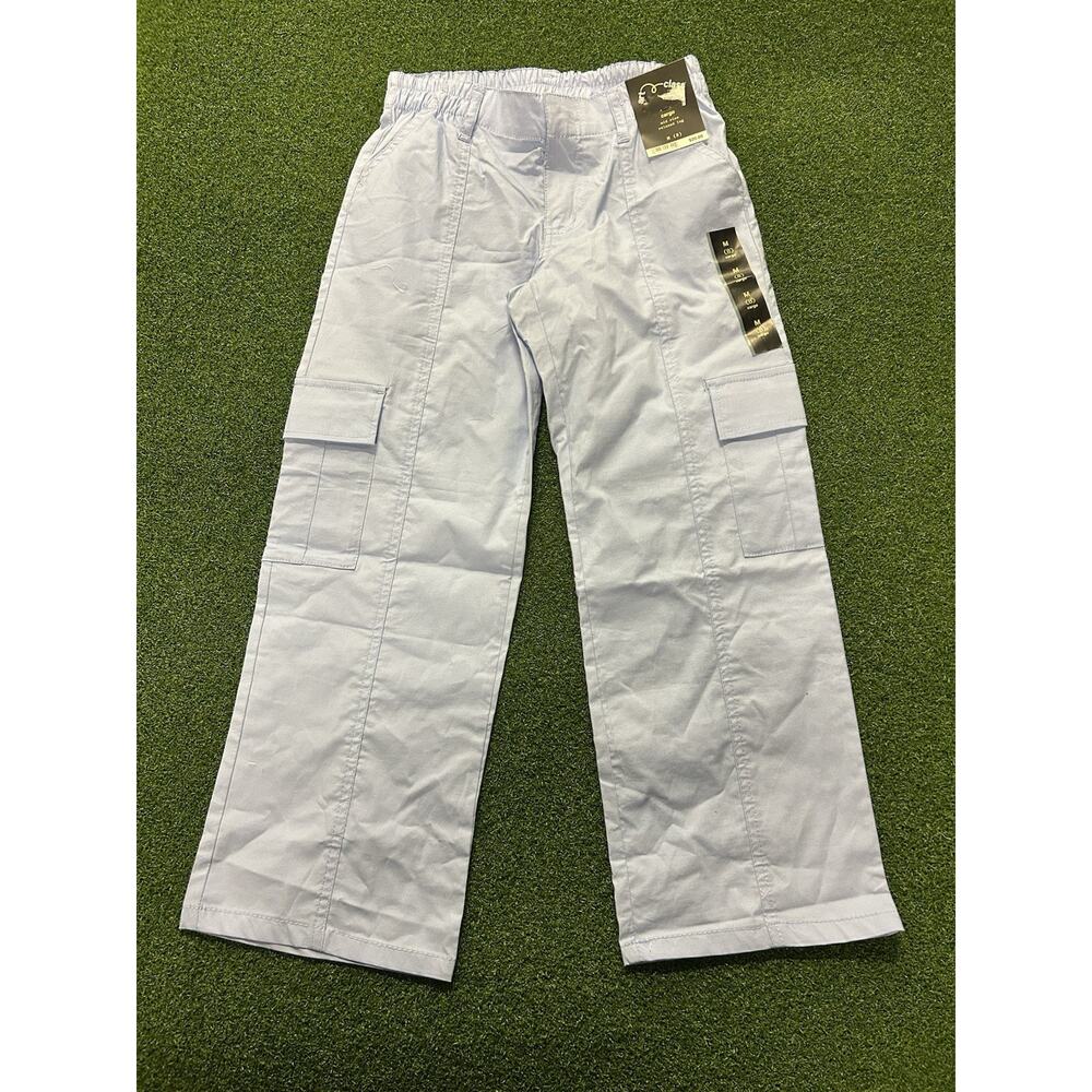 Art Class Girl Cargo Pants M Blue Mid Rise Relaxed Leg Elastic Waist Zip/Snap